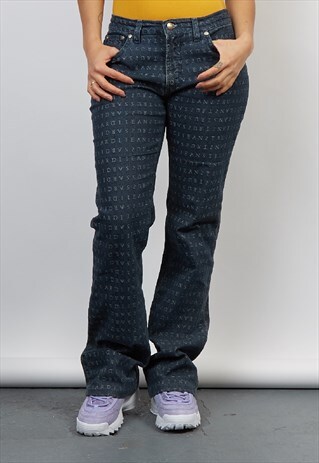 VINTAGE 90'S TRUSSARDI LOGO PRINT KICK-FLARE JEANS