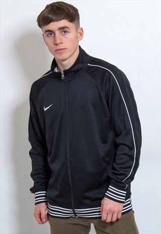 VINTAGE NIKE LOGO JACKET IN BLACK LARGE