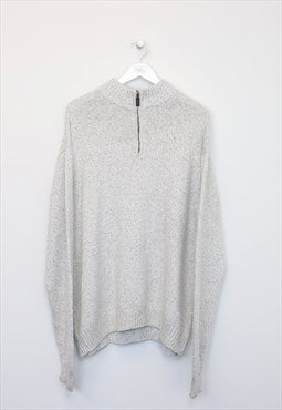 Vintage Chaps knitted quarter zip in grey. Best fits XXL