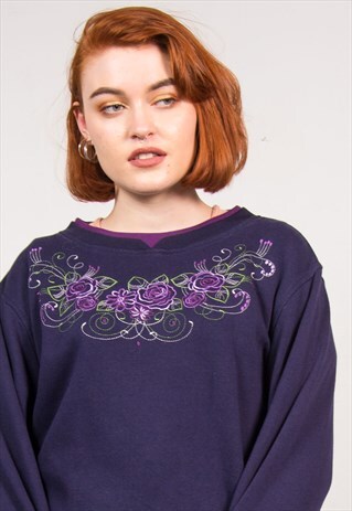 VINTAGE FLORAL EMBROIDERED SWEATSHIRT