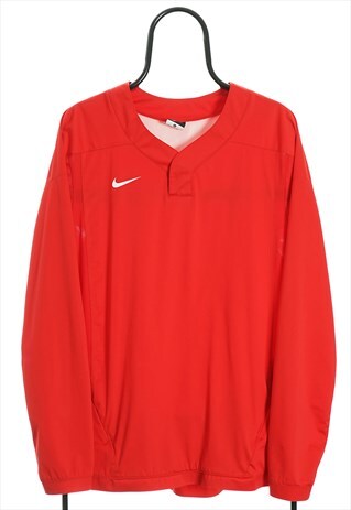 VINTAGE NIKE RED BUTTON NECK TRACKSUIT TOP MENS