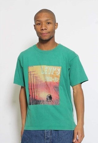 VINTAGE LEVIS PRINT T-SHIRT GREEN