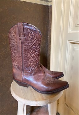 Vintage Cowboy Boots Leather in Brown UK 10