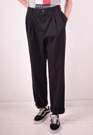 TOMMY HILFIGER MENS VINTAGE TROUSERS W36 L34 BLACK 90S