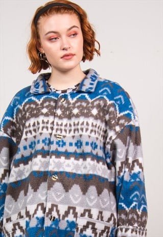 VINTAGE 90'S ABSTRACT FLEECE JACKET