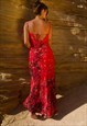 SHEODESSA RED AND BLACK FLORAL MAXI DRESS