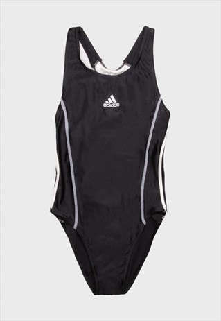 Adidas black and white stretch fit sleeveless swimming costu