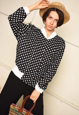 90'S RETRO POLKA DOT PARIS CHIC SHIRT TOP