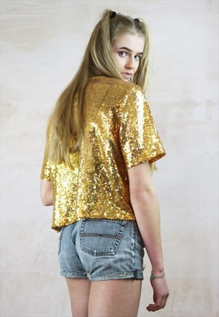ROLLED GOLD TINY SEQUIN BOX TOP