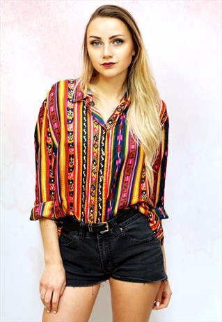 1990S VINTAGE VIBRANT ORANGE STRIPED SHIRT