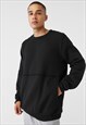 54 Floral Pocket Blank Jumper Sweater - Black