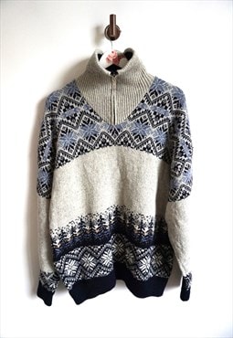 Vintage Norwegian Sweater Jumper Cardigan Wool Pullover