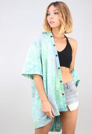 VINTAGE OVERSIZED SHORT SLEEVE PATTERNED SHIRT