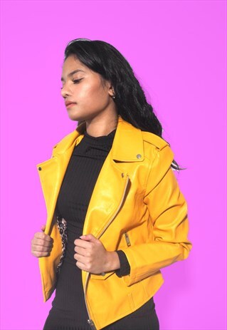 BIKER LEATHER MUSTARD JACKET