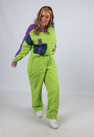VINTAGE GOLDEN TEAM FULL SKI SUIT SNOW TALL UK 14 L (GA4A)