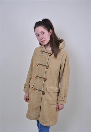 90S CORDUROY COAT, VINTAGE BEIGE UNISEX SPRING JACKET