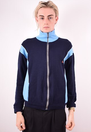 MENS VINTAGE TRACKSUIT TOP JACKET MEDIUM BLUE 90S