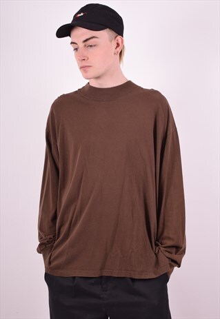 LEE MENS VINTAGE TOP LONG SLEEVE XL BROWN 90'S