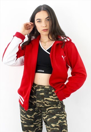 80'S VINTAGE RED & WHITE OVERSIZED TRACK JACKET