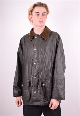 MENS VINTAGE WAXED COTTON JACKET XL KHAKI 90'S