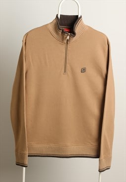 Vintage Esprit 1/4 zip Logo Sweatshirt Brown Size L