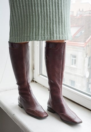 Vintage MaxMara Red/Brown Leather Boots