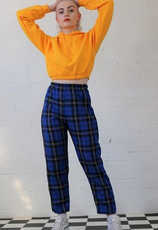 TARTAN CHECK TROUSERS IN BLUE