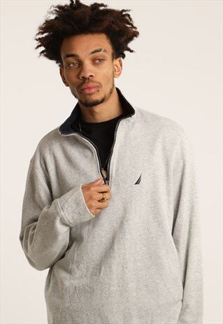 VINTAGE NAUTICA EMBROIDERED LOGO 1/4 ZIP SWEATSHIRT