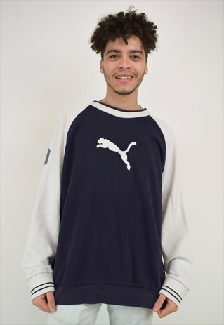 VINTAGE 90'S PUMA NAVY AND WHITE SWEATSHIRT