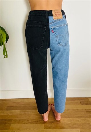 REWORKED HALF AND HALF LEG JEANS