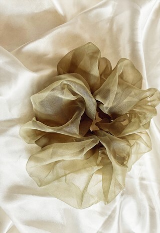 MELLIE OVERSIZED ORGANZA SCRUNCHIE- KHAKI