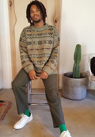 90S HERITAGE GRUNGE ROLL NECK WOOL BLEND SWEATER LARGE