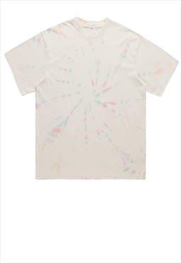 Premium pastel tie-dye t-shirt grunge raver tee in off white