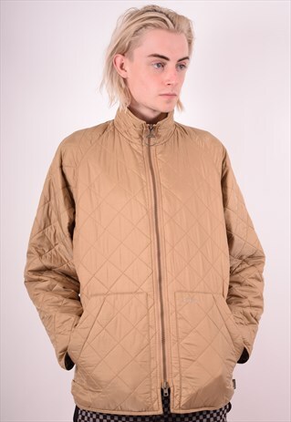 BARBOUR MENS VINTAGE QUILTED JACKET MEDIUM BROWN 90S