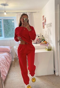 Azelle Collection Red Sweat And Jogger Lounge Set