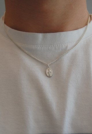 18" SILVER VIRGIN MARY NECKLACE
