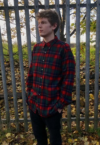 VINTAGE PENDLETON CHECK PLAID WOOL FLANNEL BUTTON UP SHIRT