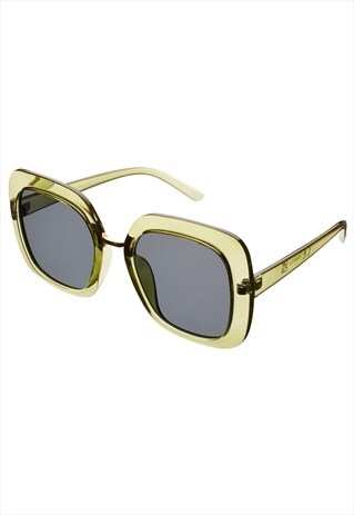 BUTTERFLY SUNGLASSES IN OLIVE GREEN WITH SMOKE GREY LENS