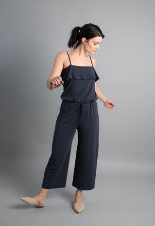 BIG SUR ECO-FRIENDLY STRAPPY JUMPSUIT WITH CROPPED LEGS