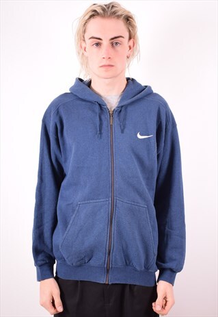 NIKE MENS VINTAGE HOODIE SWEATER SMALL BLUE 90S