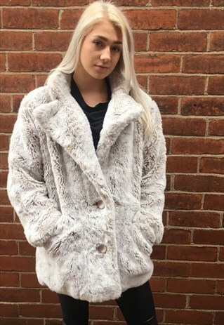 VINTAGE OVERSIZED FAUX FUR COAT WINTER 10 12 JACKET