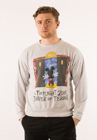 VINTAGE 90S GREY MICKEY MOUSE CREWNECK SWEATSHIRT MEDIUM