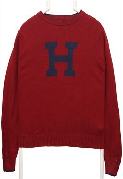 Vintage 90's Tommy Hilfiger Jumper H Crewneck Knitted Red