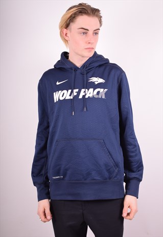 NIKE MENS VINTAGE HOODIE JUMPER LARGE BLUE 90S