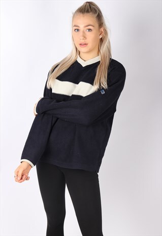 VINTAGE ASICS SWEATSHIRT JUMPER OVERSIZED M NAVY BLUE 90S