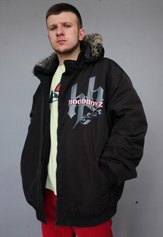 VINTAGE 90'S HOODBOYZ BLACK JACKET
