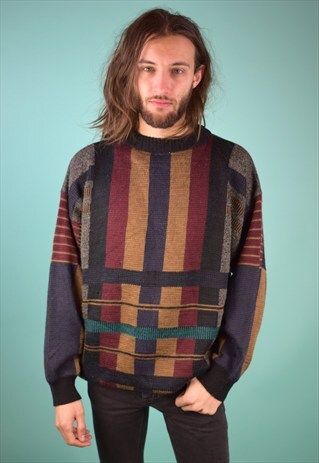 VINTAGE 90'S PATTERNED KNIT JUMPER