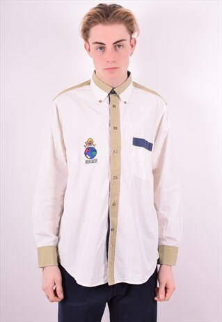 JC DE CASTELBAJAC MENS VINTAGE SHIRT LARGE WHITE 90'S