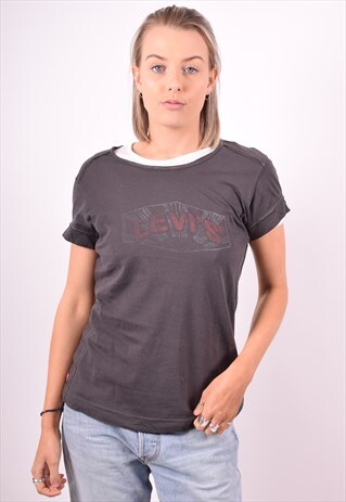 LEVI'S WOMENS VINTAGE T-SHIRT TOP LARGE GREY 90'S