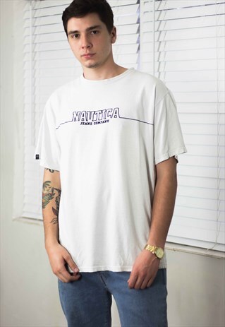 VINTAGE NUTICA T-SHIRT LOGO 90S XL 7.9